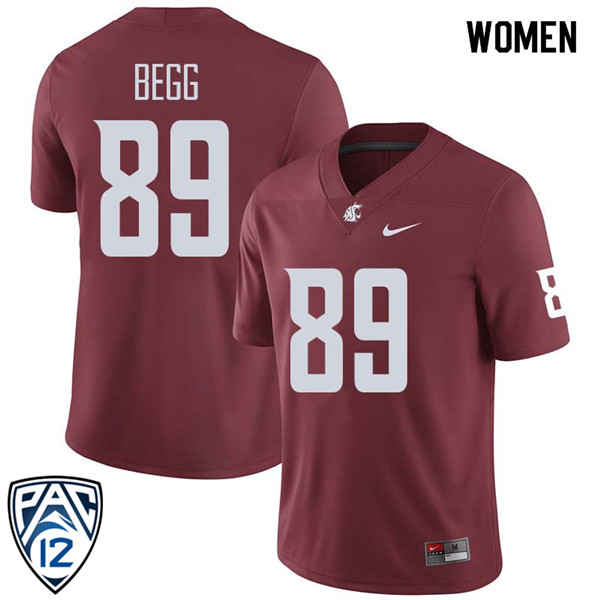 Women #89 Nick Begg Washington State Cougars College Football Jerseys Sale-Crimson